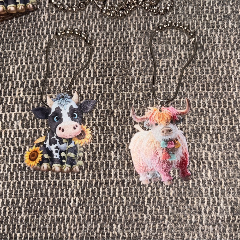 Adorable Cow Highland Cattle shower curtain hooks